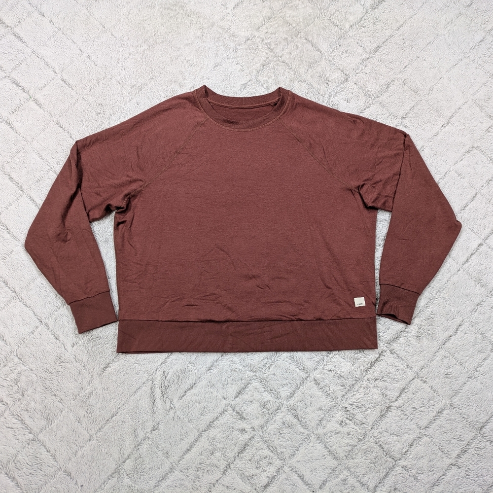 Vuori Shirt Women's M Pink Rosewood Heather Halo Crew Long Sleeve Pullover Soft